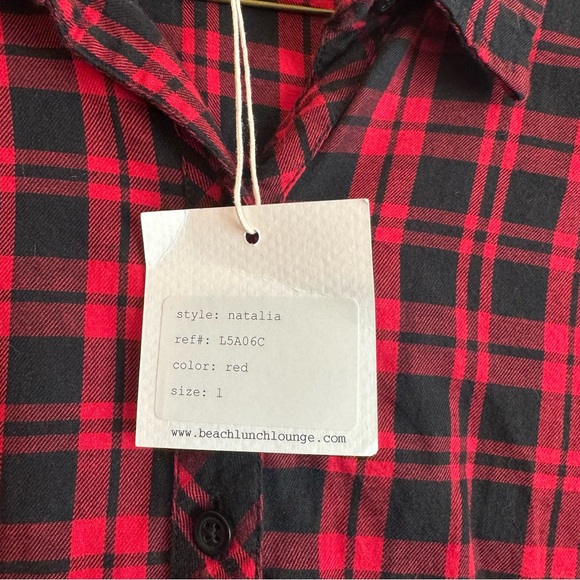 NEW beachlunchlounge button down flannel top - Picture 4 of 5